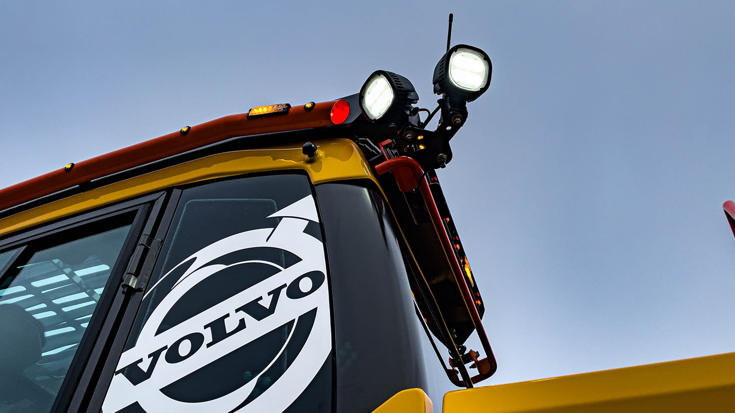 Swecon volvo upgrade to LED head lights and work lights construction machine